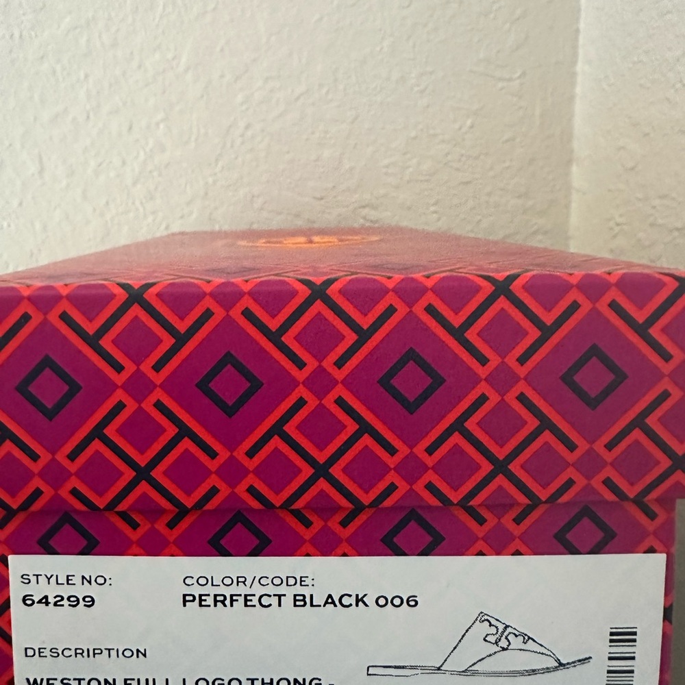 EUC Tory Burch Black Logo Thong Sandals - Picture 5 of 5